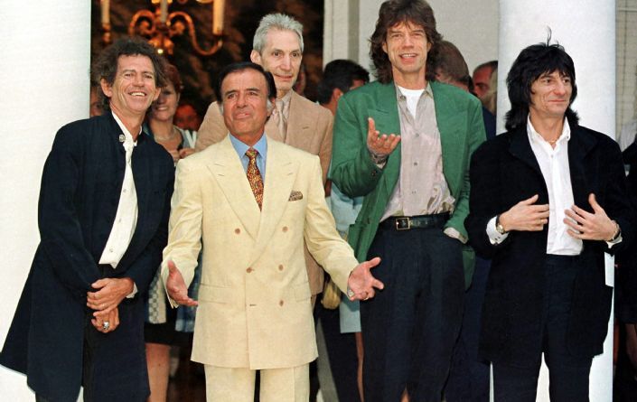 El Presidente Menem con los Rolling Stones en la Residencia presidencial de Olivos